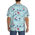 thumbnail image 3 of Fuzoiu Sailboats Anchors Print Men's Casual Short,Men's Short Sleeve Shirt,Mens Casual Button Down Shirts,Cuban Collar Summer Shirt for Beach, Vacation, and Outdoor Activities-XX-Large, 3 of 5