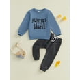 thumbnail image 5 of Loicainy Baby Toddler Boys Pants Set 6 12 18 24 Months 2T 3T Long Sleeve Crew Neck Letters Print Sweatshirt with Elastic Waist Sweatpants Clothes Sets, 5 of 10