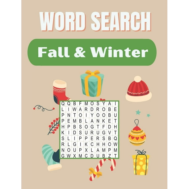 word search fall winter holiday fun for adults themed word search puzzle book fall winter puzzle gift for word puzzle lover brain exercise game fall winter word