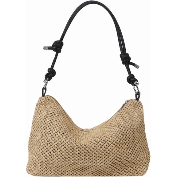 LinYooLi Straw Bag for Women, Summer Beach Woven Bag Hobo Crossbody Handbag for Vacation with Adjustable Shoulder Strap