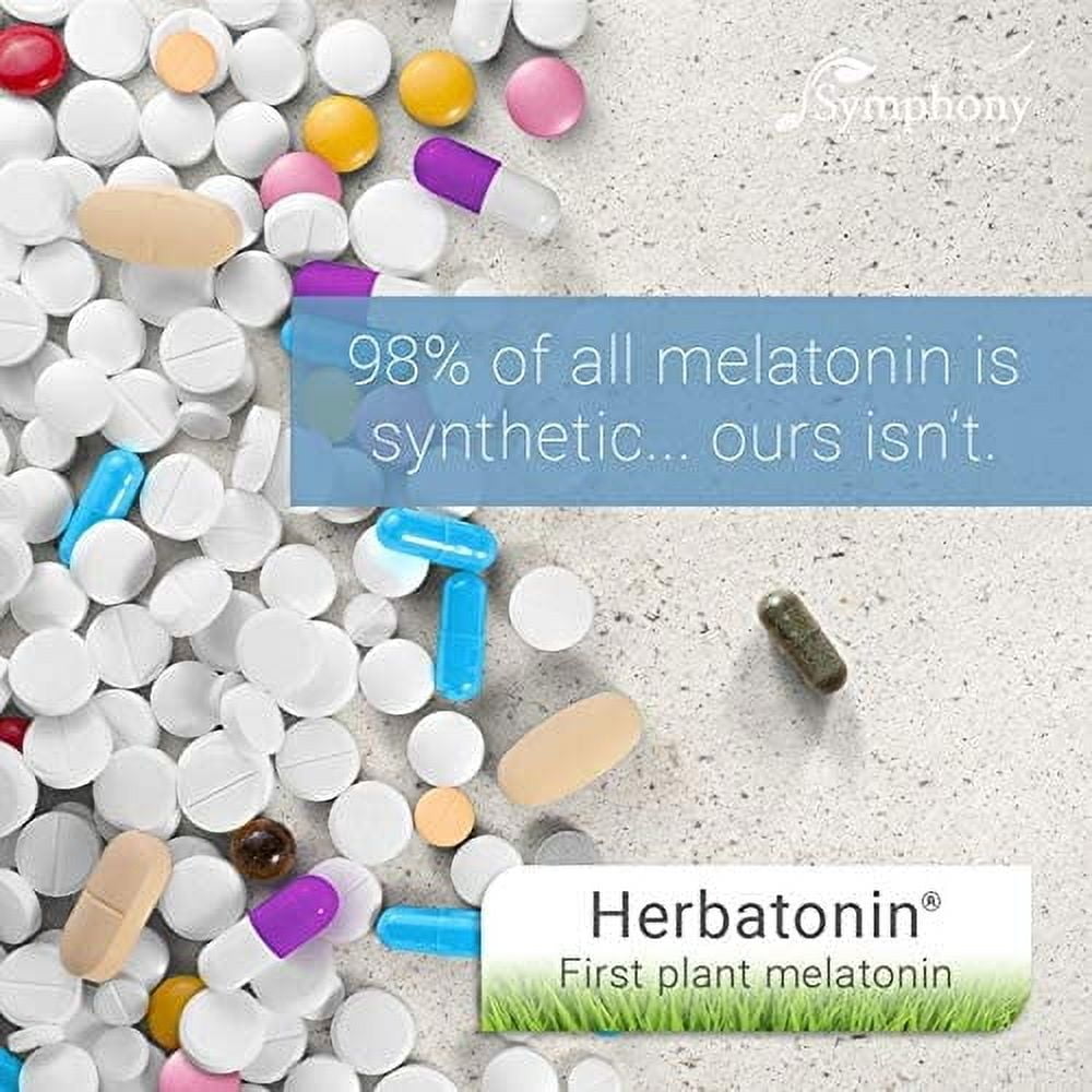 Herbatonin 3mg - The Only Natural Plant Melatonin Natural Sleep Cycle, Body Clock And Circadian Rhythm Support For Jet Lag, 60 Vegan Capsules - 2-pack (120 Day Supply)