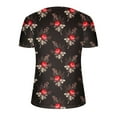 thumbnail image 4 of JGGSPWM Women Tops Plus Size Hide Belly Tunic Short Sleeve T Shirts 2023 Summer Button Up Henley Shirts Cute Tshirt Dressy Casual Blouses Pleated Swing Tunics 1Floral CrewneckBlack M, 4 of 4