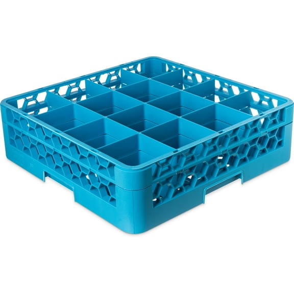 Carlisle OptiClean 16-Compartment Divided Glass Rack with 1 Extender, 5.56", Carlisle Blue