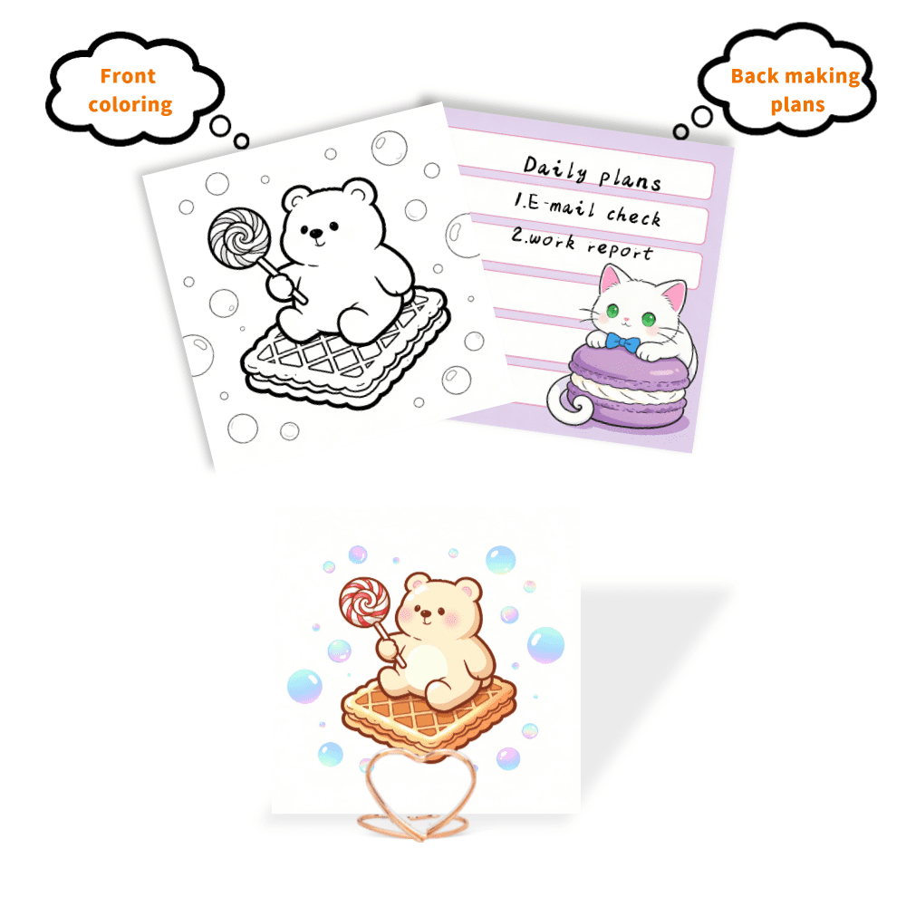 100 Sheets Unique Original Sticky Notes: Double-Sided (Coloring + Note-Taking), No-Repeat Patterns Memo Pads