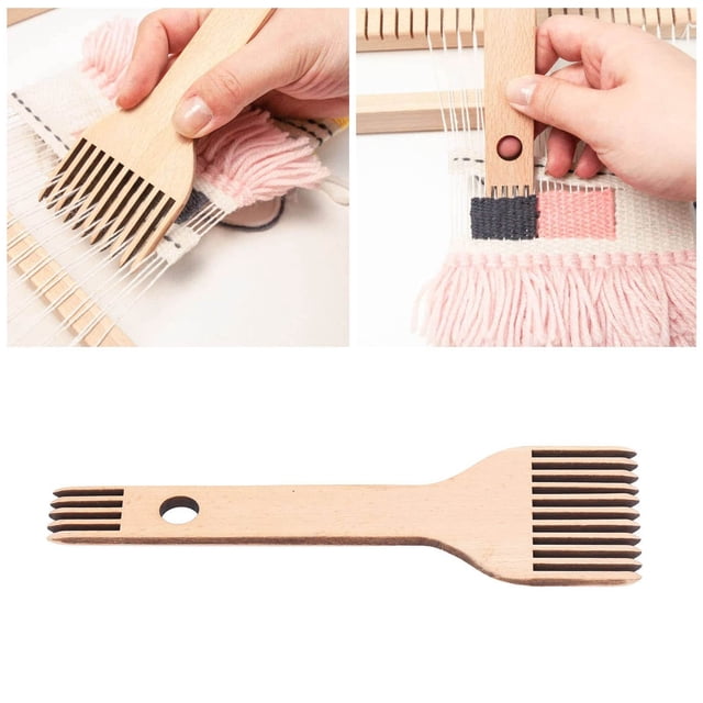 Weaving Comb Wooden Double Ended Weaving Comb Fringe Comb Braided Tools Tapestry Rug Comb For Knitting Crafts Sweaters Scarves Hats Tapestries Knitting Needles Set Knitting Books Knitting compatible