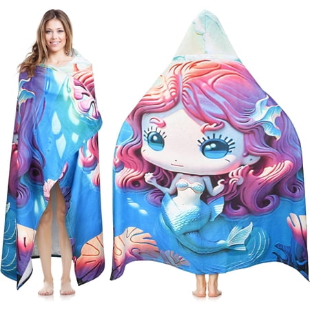 Tirrinia Lightweight Hooded Beach Towel for Adults, Quick Dry, Travel Surfer Pool