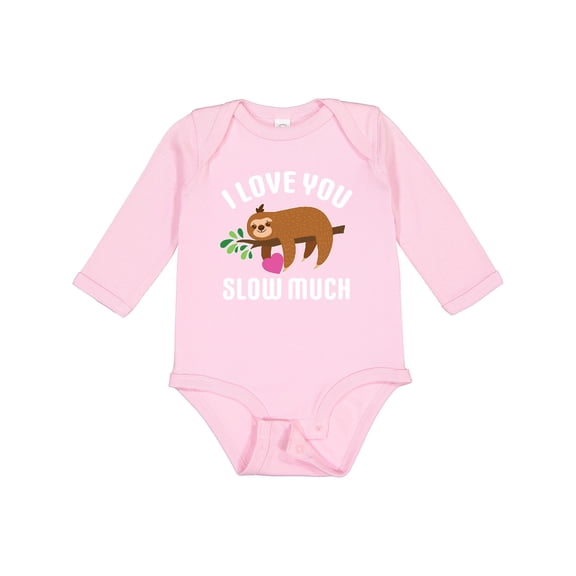 Inktastic Valentine's Day I Love You Slow Much with Cute Sloth Boys or Girls Long Sleeve Baby Bodysuit