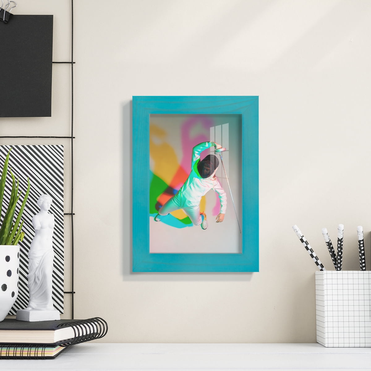 5x7 Wood Grain Picture Frame - Cyan