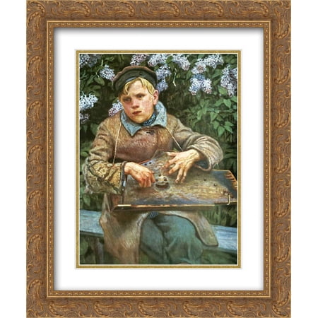 Nikolay Bogdanov Belsky 2x Matted 20x24 Gold Ornate Framed Art Print 'Young Musician'