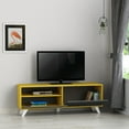 thumbnail image 3 of Ada Home Decor Furniture for TVs up to 58" 2 Tier Mustard Anthracite Tempo Modern TV Stand with Doors, 3 of 4