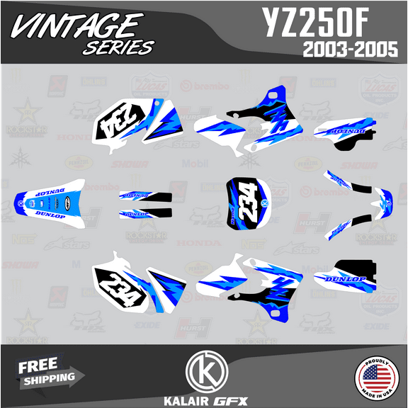 Kalair GFX Graphics Kit for Yamaha YZ250F (2003-2005) Vintage Series