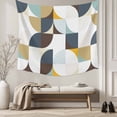 thumbnail image 5 of Brown Teal Beige Geometric Tapestry for Bedroom Wall Hanging Tapestry,Middle Century Modern Abstract Art Ceiling Backdrop Tapestries Poster Blanket Wall Decor for Teens Room Living Room 55" x 73", 5 of 8