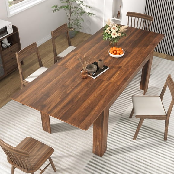 59"-86" Extendable Dining Table for 6-10 Person, Wooden Dining Room Table, Modern Extendable Table for Gatherings, Meeting for Small Kitchens, Dining Office Areas(Brown)