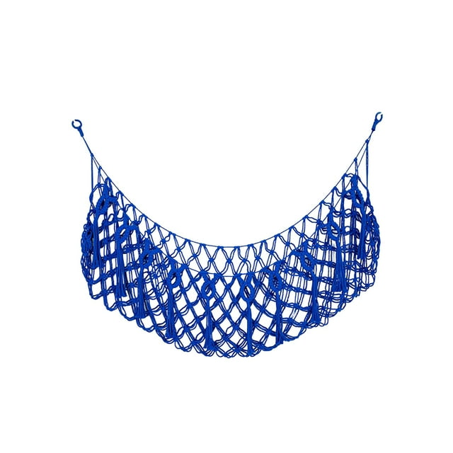 Hamaca de red para juguetes de peluche, fácil de colgar, hecha a mano, de gran capacidad. Azul