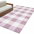 thumbnail image 2 of Pink White Buffalo Check 4x6 Area Rugs, Farmhouse Plaid Modern Geometric Non-Skid Rubber Backing Large Rectangle Rugs - Living Room Bedroom Home Office, Indoor Floor Mat Carpets Washable Rug, 2 of 9