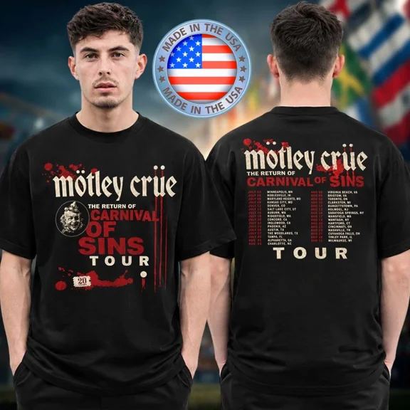 Motley Crue The Return Of The Carnival Of Sins Tour 2026 T-Shirt