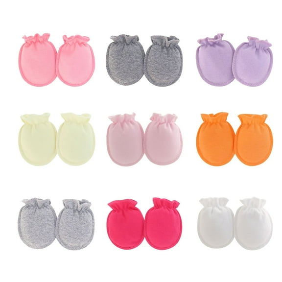XIMIN Baby 9 Pack Multicolored Mittens for Newborn Boys and Girls No Scratch Organic Cotton Solid Color Mittens Elastic Wrist Soft Breathable Gloves