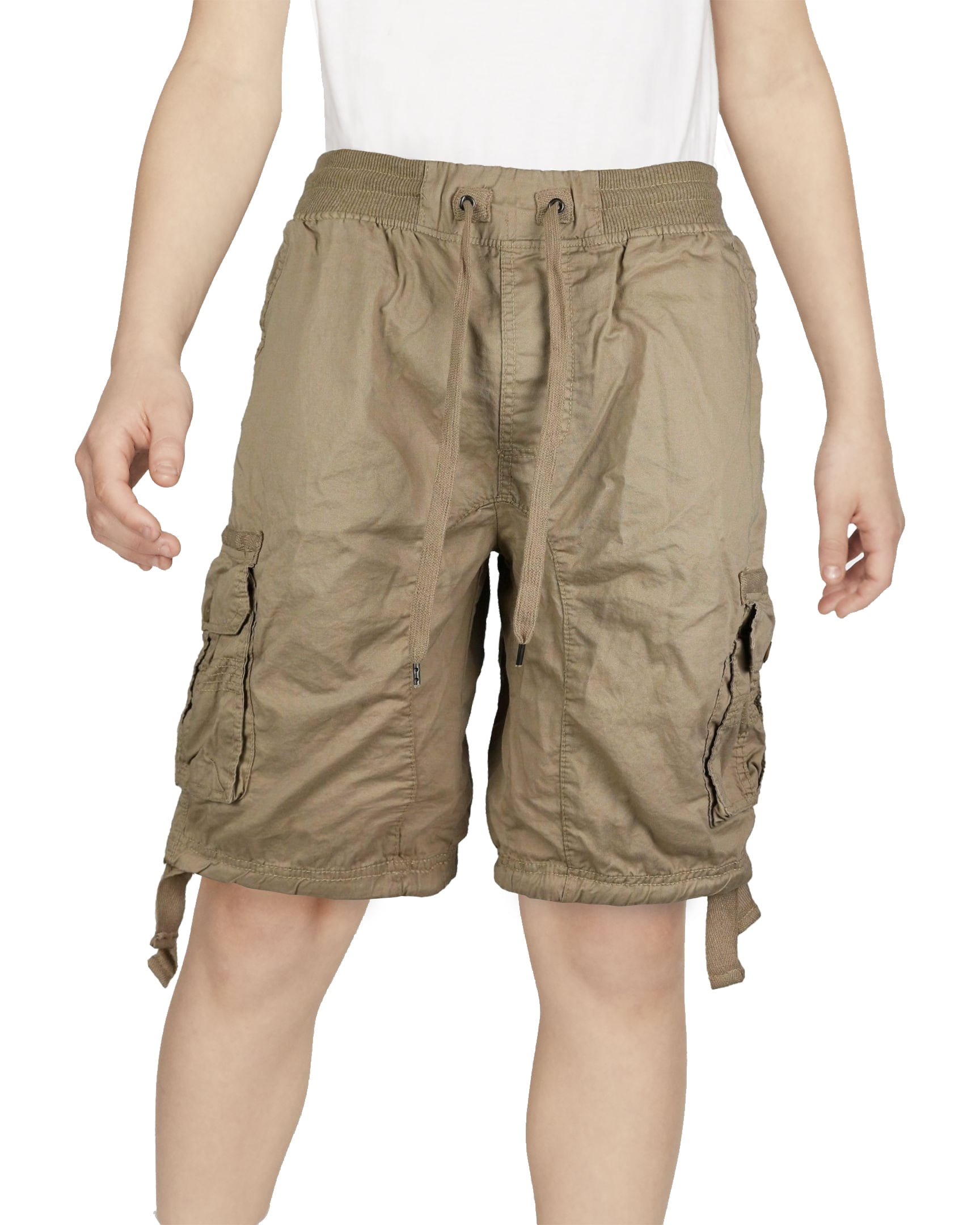 boys elastic waist khaki shorts