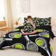 thumbnail image 4 of Manfei Tennis Racket Twin Bedding For Boys,Ball Lovers Bedding Comforter Set,Black Green White,Black Reversible,7-Piece, 4 of 8