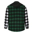thumbnail image 3 of Guieoi Mens Shirts under $5.00 Men's Hooded Casual Button Down Brushed Plaid Shirt Men's Color Blocked Long Sleeved Hooded Top Green, 3 of 4