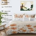 thumbnail image 3 of Orange Floral Bedding Duvet Cover Set King Size 4 Pieces Minimalism Watercolor Chrysanthemum Linen Bedding Set with Zipper Closure, 1 Comforter Cover 92x106 Inches 1 Flat Sheet & 2 Pillow Cases, 3 of 7