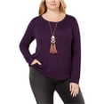 thumbnail image 1 of I.N.C Womens Ribbed Basic T-Shirt, Purple, Plus Size, 3X, 1 of 5