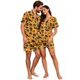 thumbnail image 4 of JULMCOMO Halloween Couples Matching Pajama Sets Pumpkin Ghost Print Button Down Holiday Party 2 Piece Sets Soft Comfy Shorts Pajamas Ginger-Men S, 4 of 6