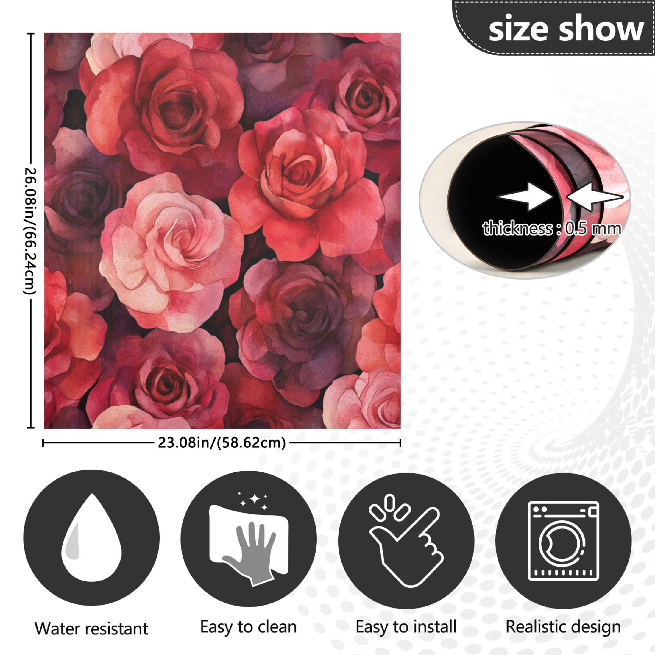 Dishwasher Magnetic Sticker 23x26 Inch Refrigerator Magnetic Sticker Washing Machine Magnetic Sticker Kitchen Panel Magnetic Sticker Home Decor Cartoon Red Roses