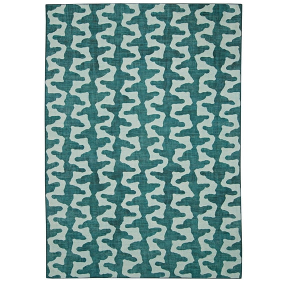 Linon Outdoor Washable Area Rug Collection, Aqua and Green, 3' x 5'