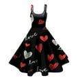 thumbnail image 4 of LWavelet 2026 Valentine's Cute Core Spaghetti Strap Dress, Heart Print Brunch Outfit Flared Swing Sundress Black XL, 4 of 4