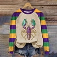 thumbnail image 4 of Xuyuer Mardi Gras Shirts for Women Carnival Fat Tuesday Shirt New Orleans Party Mardi Gras Outfit Gifts Tee Top Fashion Mardi Gras Outfits Long Sleeve Shirts Pullover Tops Daily Crewneck Blouse, 4 of 5