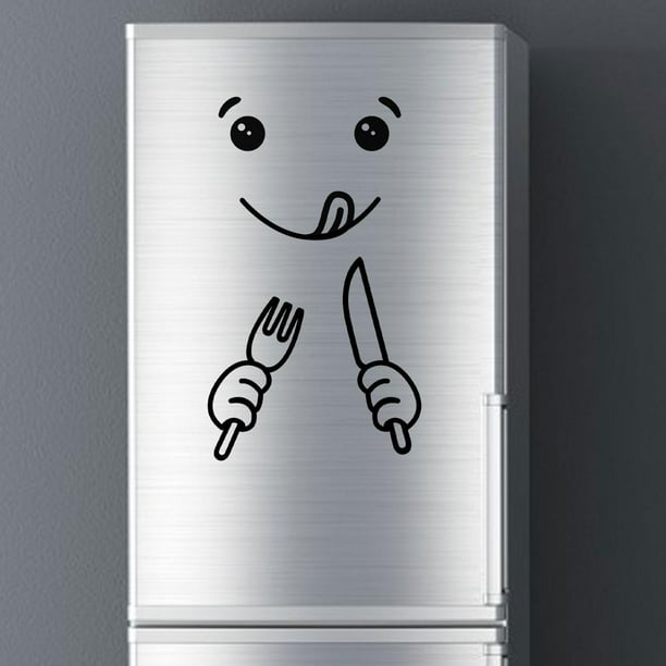 Calcomanía de pared Smile Face Fridge Sticker linda PVC, Mural divertido y decorativo, decoración de arte de pared para el fondo de la cocina del