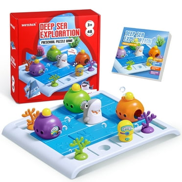 Board Games for Kids 4-6-8-12, Deep Sea Exploration Logic Brain Teasers Puzzles, 48 Challenges & 4 Difficulty Levels for Kids, Teens & Adults