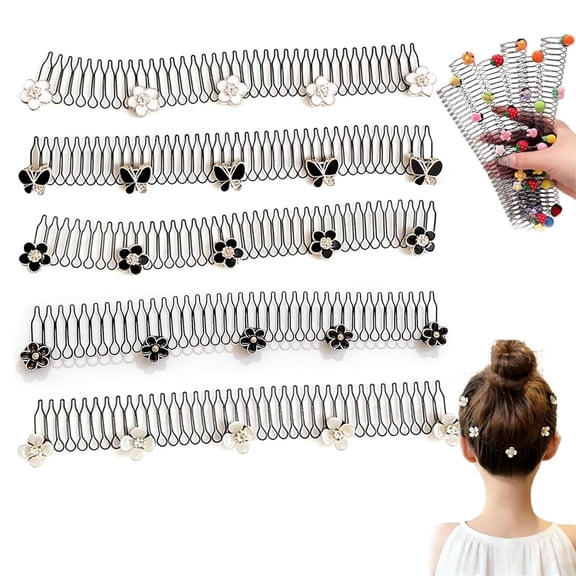 Universal Hair Comb & Stretchy Invisible Hair Clips Set (5-Pack) – Elastic Broken Hair Band for Easy Bangs, Updos & Forehead Styling – Messy Hair Fix for Women(1Set, B)
