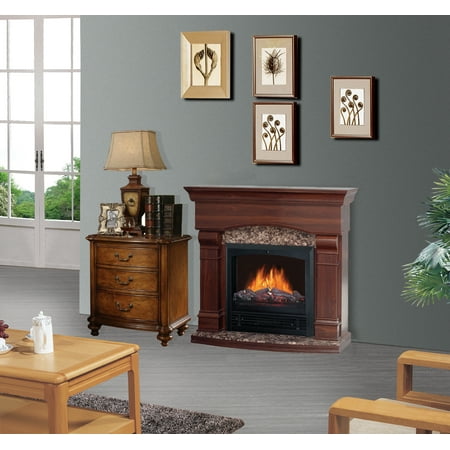 Decor-Flame Electric Fireplace with 47" Mantle Walnut - Walmart.com