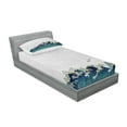 thumbnail image 2 of Ambesonne Japanese Wave Fitted Sheet & Pillow Sham Set, Aquatic Swirls, Twin, Grey Blue Cream, 2 of 2