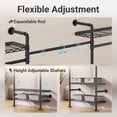 thumbnail image 6 of Timate L5 Expandable Corner Wall Mounted Clothes Rack, L-Shape Heavy Duty Industrial Pipe Closet System with 8 Shelves & 4 Hanger Rods, Black Wardrobe Organizer, 6 of 7