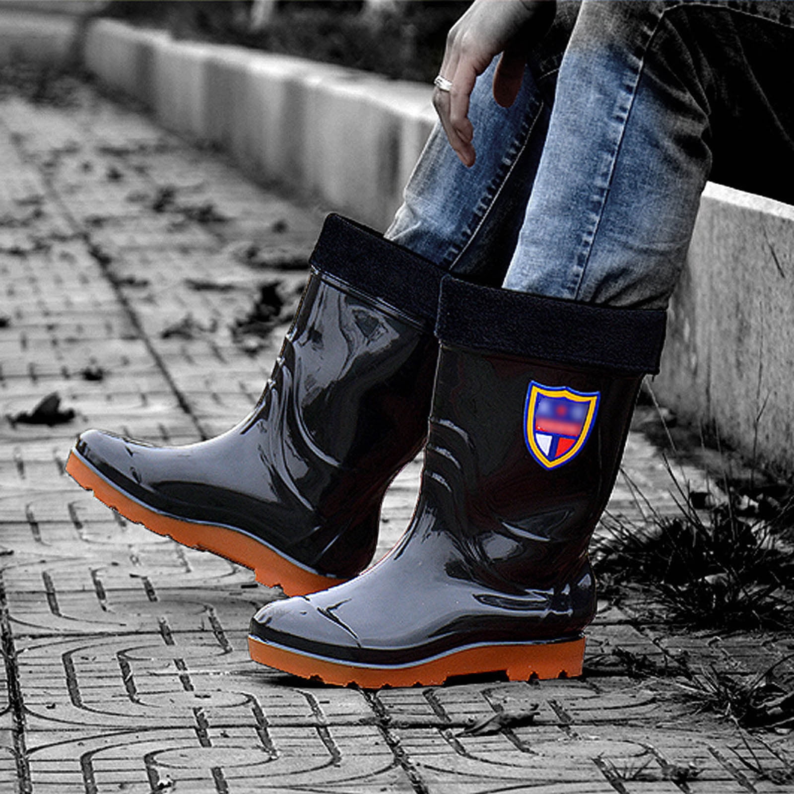 POROPL Rain Boots for Men Mid Calf Fashion Summer Shoes Boots for Men Size 7.5