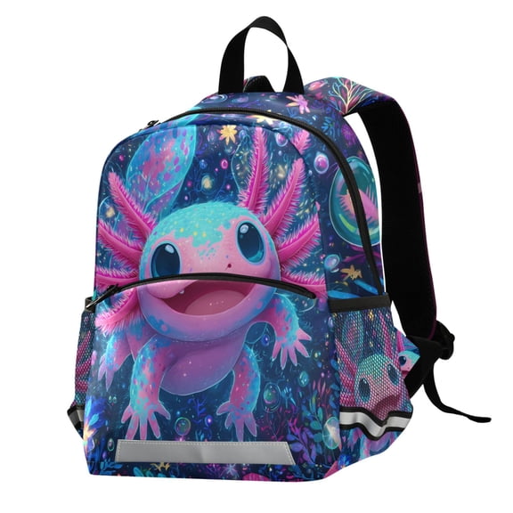 ALAZA Axolotl in Magic Flowers School Backpack Elementary Student Bookbag