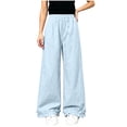 thumbnail image 3 of Rvasteizo Girls Wide Leg Sweatpants Ruffled Hem High Waist Casual Kids Long Pants 5-15Y 11 Years, 3 of 5