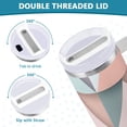 thumbnail image 3 of Yayeee 30oz Stainless Steel Tumbler with Straw and Handle Double-Wall Insulated Travel Water Bottle, Green Geometric, 3 of 8