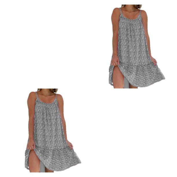 Vestido multifuncional Sonducket Maxi elegante para mujer Vintage Boho Robe cómodo gris 2XL