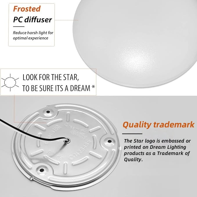 Dream Lighting LED 12volt 4.5inch Ceiling Down Light RV Cargo Trailer Boat Interior Cabin Hall Kitchen Under Cabint Light Warm White, 4-Pack