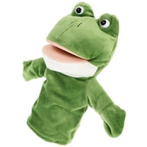 PAMINGONO 1Pack Frog Shape Green Plush Hand Puppet for Children Storytelling Motor Skills .8x10.2x5.1in