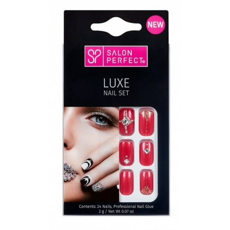 SALON PERFECT ARTIFICIAL NAIL - HOT PINK WITH