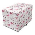 thumbnail image 1 of Bird Print Dog Crate Cover, Hawaiian Continuous Flamingo Petal and Dots, Easy to Use Pet Kennel Cover Small Dogs Puppies Kittens, 7 Sizes, Cadet Blue Pink, by Ambesonne, 1 of 6