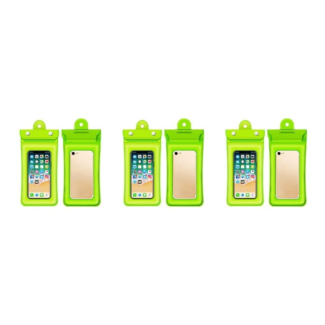 Ruiboury PVC Phone Waterproof Bag 3-layer Sealed Universal Solid Color Replacement Outdoor Seaside Pouch Pocket Accessories Green 3Set