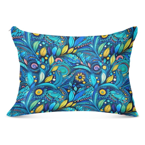 Fantasy Doodle Art Leaf Plush Pillow Cases Standard Size Ultra Soft Warm Pillowcases with Zipper 20"x26"