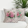 thumbnail image 3 of Flower Flora Home Outdoor Decor Throw Pillow Covers 18x18 Inch Grey White Stripes Geometrical with Sunflower Hyacinth Rose Leaves Vase Pillow Cases Set of 4 Cotton Linen Cushion Cover, 3 of 6