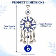 Turkish Style Blue Nazar Evil Eye with Elephants Hanging Ornament Decor-8”L